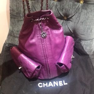 Chanel Quilted Purple Large lambskin backpack